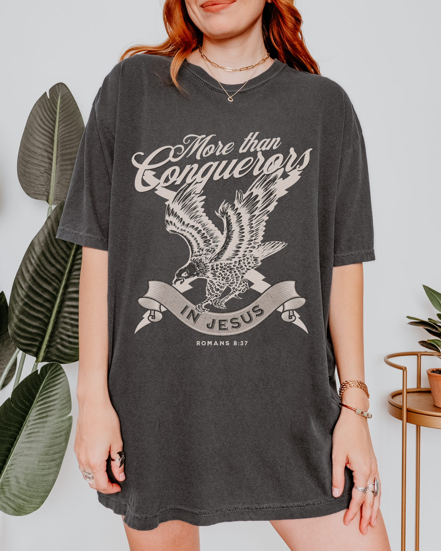 More Than Conquerors In Jesus - Comfort Colors Faith Tee